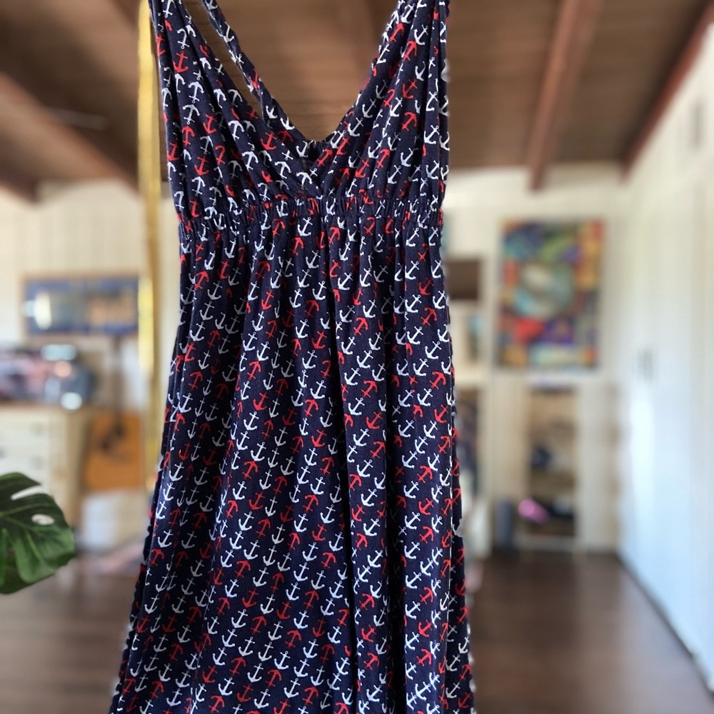 Xhilaration Red and Blue Anchor Print Dress